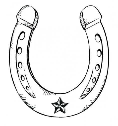 Horseshoe Drawing, Horse Shoe Drawing, Horse Pencil Drawing, Horse Shoe Tattoo, Shoe Tattoos, Cowboy Tattoos, Geniale Tattoos, Horse Coloring Pages, Horseshoe Art