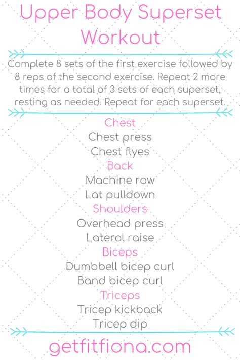 Upper Body Superset Workout - Get Fit Fiona Upper Body Power Workout, Pregnant Upper Body Workout, Total Body Superset Workout, Super Set Workouts, Upper Body Pregnancy Workout, Upper Body Superset, Full Upper Body Workout, Reps And Sets, Full Body Workout At Home