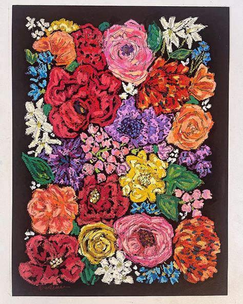 🔴SOLD! This painting is abundance. Abundance of textures, flowers, color. “Full Bloom” is on its way to Rochester New York. 9x12 Oil Pastels on Paper Pastel Artwork Flower, Using Oil Pastels, Flower Bouquet Painting, Pastel Bouquet, Graphic Design Infographic, Pastel Artwork, Oil Pastel Paintings, Flowers Color, Rochester New York