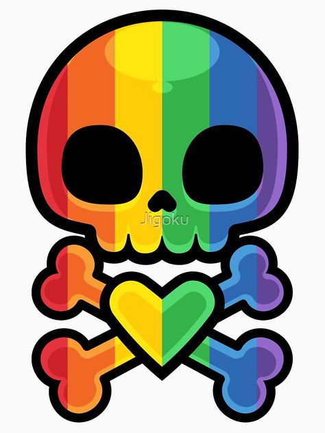 "Gay Pride Flag LGBT Rainbow Colors Skull" T-shirt by Jigoku | Redbubble Pride Fantasy Art, Pride Drawings Easy, Lgbtq Crafts, Pride Month Calendar, Pride Drawings, Pride Designs, Gay Pride Rainbow Flag, Bee Invitations, Flag Lgbt