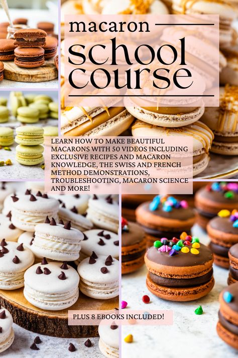 Learn how to make beautiful macarons with this macaron class! 50 videos included with detailed explanations on how to make macarons using the French and Swiss method. Troubleshooting guide, tips and tricks, decoration techniques, science behind macarons, and more! Plus 8 ebooks included, Baking Planner, exclusive recipes, Christmas macaron ebook, and fillings you've never seen before! Tiny Pastries, French Macaron Troubleshooting, Macaron Recipe Flavors, Beautiful Macarons, Christmas Macaron, Macaron Decoration, Make Macarons, French Macaroon Recipes, French Macarons Recipe