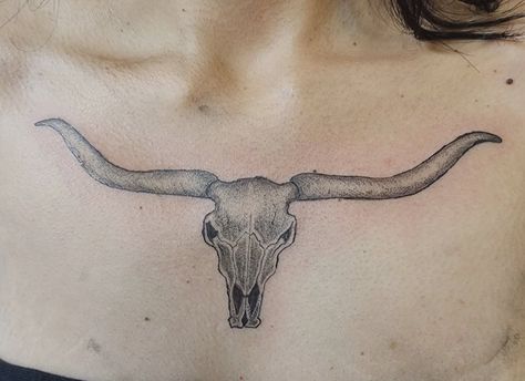 Longhorn tattoo i did on my friend tonight. #10 on a person. . . . . #tattoo #tattooartist #new #longhorn #Texas Texas Longhorn Tattoo, Person Tattoo, Longhorn Tattoo, Longhorn Skull, Long Horn, Gothic Tattoo, Cow Head, Head Tattoos, Southern Gothic