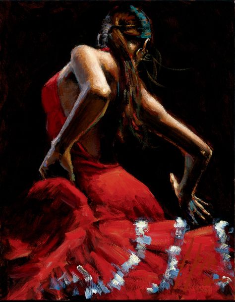 Fabian Perez · Official Artist Website · Dancer in Red with White in set Flamenco Fabian Perez, Dancer Painting, Spanish Dancer, Flamenco Dancing, Flamenco Dancers, Original Pastel, Dance Art, Chiaroscuro, 인물 사진