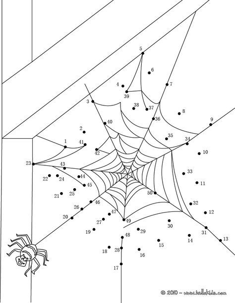 Add some colors of your imagination and make this SPIDER WEB dot to dot game… Halloween Dot To Dot, Charlottes Web Activities, Game Coloring Pages, Pumpkin Crafts Preschool, Connect The Dots Game, Dot To Dot Printables, Web Activity, Bricolage Halloween, Preschool Art Projects