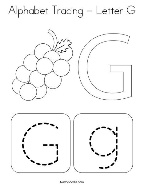 Alphabet Tracing - Letter G Coloring Page - Twisty Noodle Letter G Coloring Sheet, Coloring Letters Alphabet, G Worksheets Preschool, Letter G Worksheets For Preschool, Letter G Activities For Preschool, Letter G Tracing, Letter G Worksheet, Letter G Craft, Preschool Sheets