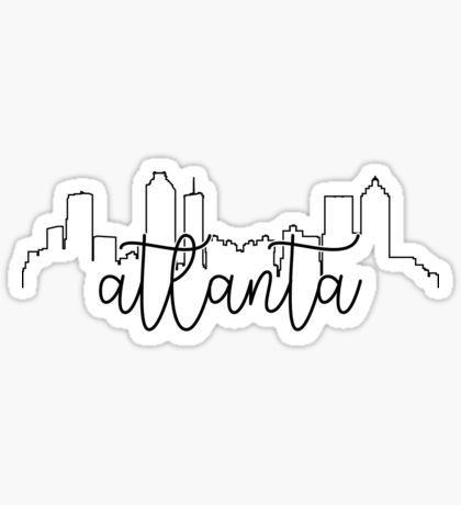 Atlanta Tattoo, City Outline, Skyline Tattoo, Atlanta City, Atlanta Skyline, Tote Bag Art, City Tattoo, Sticker Poster, Bag Art