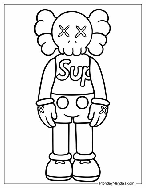 20 KAWS Coloring Pages (Free PDF Printables) Cartoon To Draw Easy, Kaws Cricut, Creative Coloring Pages, Kaws Coloring Pages, Kaw Drawings, Tattoo Design Drawings Easy, Kaws Art Drawing, Kaws Tattoo Design, Kaws Stickers