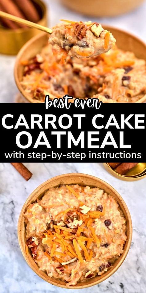 Enjoy a comforting fall breakfast with our Carrot Cake Oatmeal recipe! Made with wholesome wholegrain rolled oats, freshly grated carrots, and warm spices, this fuss-free oatmeal is the perfect morning treat. Carrot Cakes, Breakfast Crockpot Recipes, Carrot Cake Oatmeal, Vegan Carrot Cakes, Warm Breakfast, Crockpot Breakfast, Oatmeal Recipe, Easter Holiday, Paleo Breakfast