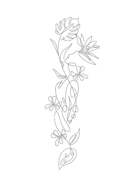 Fine Line Tattoo Positive, Continuous Line Floral Tattoo, Line Art Shoulder Tattoo, Continuous Line Tattoo Flower, Large Minimalist Tattoo, One Line Back Tattoo, Line Of Flowers Tattoo, Flower Line Work Tattoo, Line Work Floral Tattoo