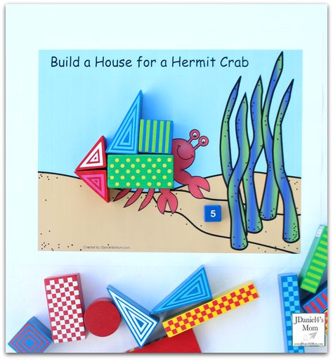 STEM Projects with Blocks- Hermit Crab House Paper Plate Crab, Toddler Lesson Plans, Eric Carle Activities, Homeschool Toddler, Stem Activities Preschool, Toddler Lessons, Crab House, Block Building, Lesson Plans For Toddlers