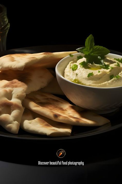 Indulge in a mouthwatering delight with Pita Bread and Hummus! This soft, flavorful appetizer features a Mediterranean chickpea dip. Perfect for a #snack or #party #appetizer, enjoy the soft combo of pita bread and hummus. #PitaBread #Hummus #SoftDip #MediterraneanSnack #ChickpeaDip Pita Hummus Platter, Pita Chips And Hummus, Pitta Bread And Hummus, Bread And Dip, Pita Bread And Hummus, Pita Jungle Hummus Recipe, Chickpea Dip, Mediterranean Snacks, Mediterranean Chickpea