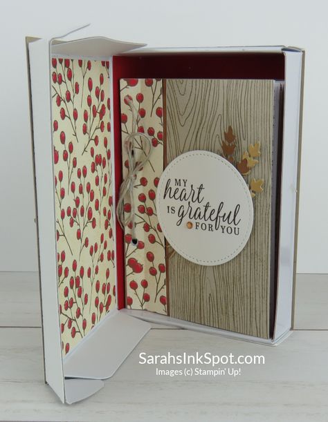 3-D Thursday is here with a Team Blog Hop featuring those cute Mini Paper Pumpkin Boxes! – Sarahs Ink Spot Envelope Scrapbook, Box Envelope, Book Scrapbook, Mini Scrapbook Album, Red Words, Blue Words, Stampin Up Project, Christmas Albums, Mini Scrapbook