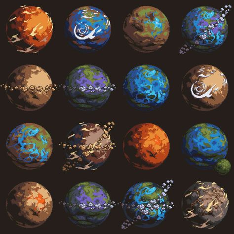 Planet Ideas Drawing, Solar System Concept Art, Planet Concept Art Space, Alien Planets Concept Art, Planets Pixel Art, Planets Concept Art, Alien Planet Concept Art, Planet Pixel Art, Planet Oc