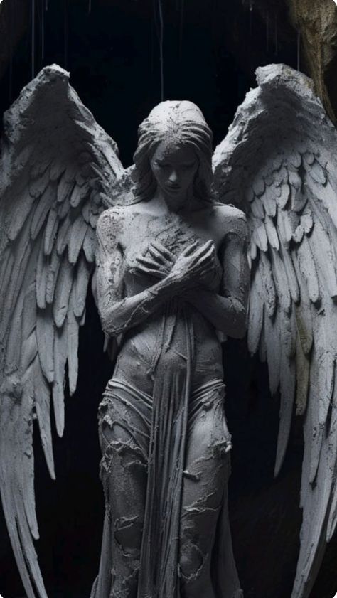 Classic Statue Aesthetic, Sculpture Aesthetic Dark, Fallen Angel Reference, Angel Aesthetic Male, Adoration Statue, Angel Statues Aesthetic, Angel And Human, Angel Architecture, Angel Crying