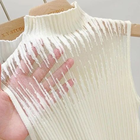 Camisole Undershirt, Summer Outerwear, Sweater Sleeveless, White Tube Top, Turtleneck T Shirt, Winter Vest, Sleeveless Turtleneck, Chic Sweaters, Solid Clothes