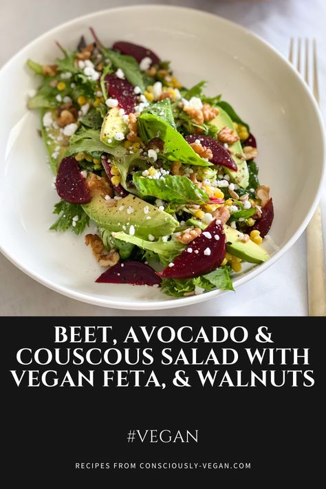 Beet And Avocado Salad, Healthy Vegan Pasta, Pearl Couscous Salad, Holistic Meals, Rice Meat, Couscous Salad Recipes, Vegan High Protein, Vegan Feta, Salads Bowls