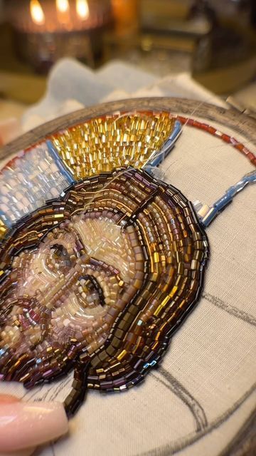 73K views · 9.5K likes | Valeria_Khrystyna on Instagram: "Process.. #embroidery #process #artist #brooch #embroideryart #jesús #icon #icons #jesus" Mary Embroidery, Beaded Portraits, Hand Embroidery Portrait, Jesus Embroidery, Beaded Embroidery Portrait, Embroidered Portrait Faces, Portrait Embroidery, Art Prints Boho, Picture Icon