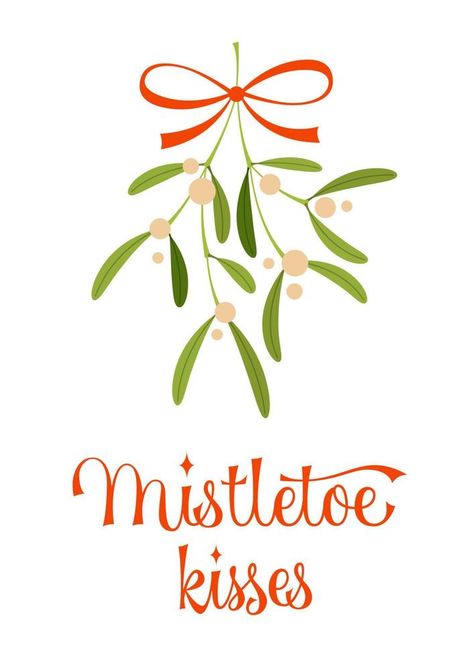 Mistletoe kisses - vintage festive script lettering for Christmas designs. Mistletoe Illustration, Banner With Text, Mistletoe Kiss, Christmas Banner, Script Lettering, Christmas Banners, Christmas Lettering, Christmas Designs, Free Vector Images