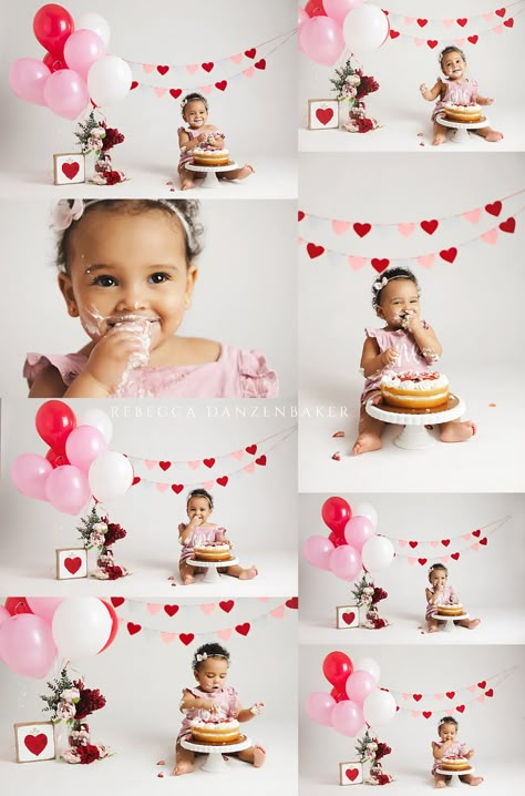 Valentine’s Day First Birthday Photoshoot, Valentine Smash Cake Photo Shoot, 1st Bday Valentine Theme, Smash Cake Valentines Day, 1st Birthday Photoshoot Valentines Day, Half Birthday Valentines Day, Sweet One Valentine Birthday, Valentines Day Smash Cake, Valentines First Birthday Photo Shoot