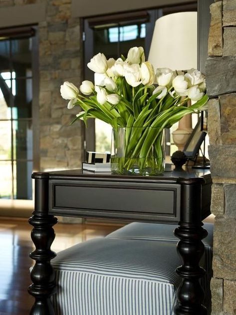 Friday Fun Stuff..The Power of Flowers En Masse Tulips Images, Tulip Garden, Hgtv Dream Home, Floral Ideas, White Tulips, Black Table, A Chair, Arbor, Painted Furniture