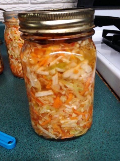 Carolina Coleslaw Recipe Canned, Amish Canned Coleslaw, Canned Cabbage Slaw, Canned Coleslaw Recipe, Canning Coleslaw Recipe, Canned Vegetable Salad, Amish Coleslaw Recipe, Canning Coleslaw, Canned Cabbage