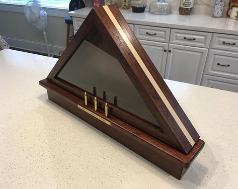 Flag Display Case with Inset and Centered Shell Casings with | Etsy Memorial Flag Display, Air Force Retirement Gifts, Red Mahogany Stain, Military Shadow Box, Flag Display Case, Flag Display, Mahogany Stain, Wood Shop Projects, Custom Flags