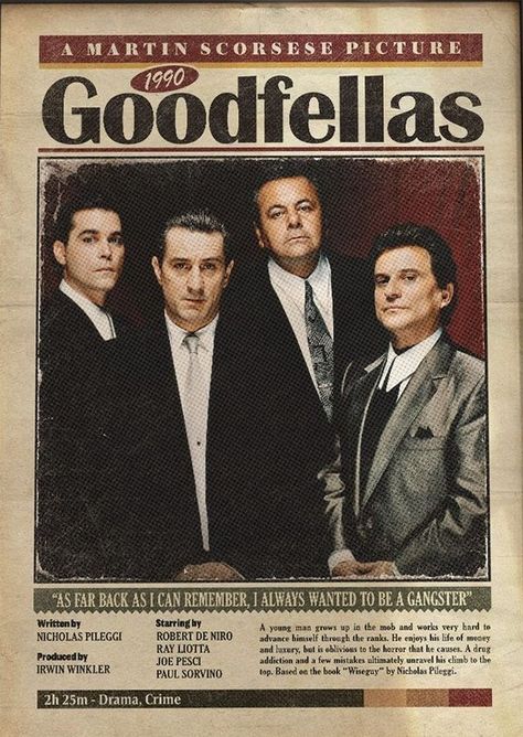 Goodfellas Poster, Goodfellas Movie, Scarface Poster, Emory Scott, Classic Films Posters, Gangster Movies, Film Posters Art, Great Movies To Watch, Trending Pins