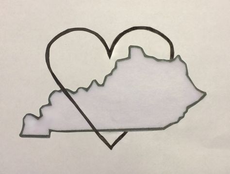 I'm defiantly getting this tattoo! I wanna get the Kentucky outline done in blue and the heart outline in red! Kentucky Tattoo, Kentucky Outline, Ohio Tattoo, Heart Outline, Different Tattoos, Piercing Tattoo, Tattoo Stencils, Face Design, Body Mods