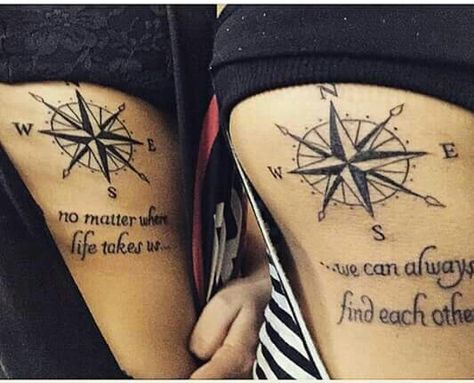 Couple Tattoos Compass And Anchor, Nautical Matching Tattoos, Compass Tattoos For Couples, Compass Tattoo Matching, Compass Couple Tattoo Ideas, Matching Compass Tattoos Couples, Matching Compass Tattoos, Tattoo Quotes For Couples, Couple Tats