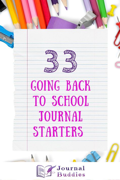 Get started on back to school writing with these journal starters for kids. Here are 33 writing prompts for all ages and grades. School Journal Prompts, Journal Starters, Back To School Journal, Journal Prompts For Kids, School Journal, School Journals, Daily Journal Prompts, School Writing, Journal Writing Prompts