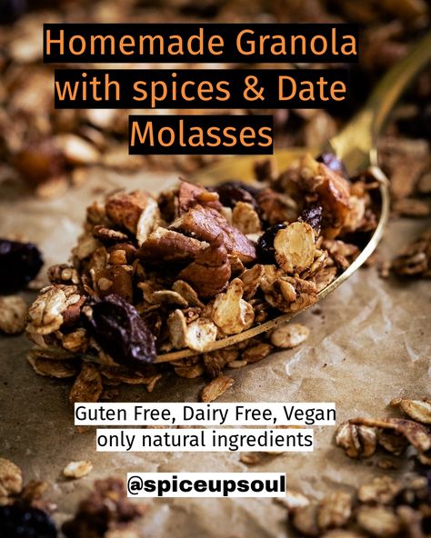 Molasses Granola, Molasses Recipes, Homemade Granola Healthy, Toasted Oats, Gluten Free Kids, Date Recipes, Oats Breakfast, Granola Healthy, Breakfast Snacks