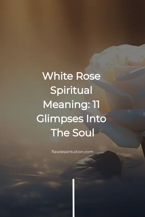 A white rose in the foreground with text overlay "White Rose Spiritual Meaning: 11 Glimpses into The Soul" against a warm, blurred background. White Rose Meaning Quotes, Rose Spiritual Meaning, White Roses Meaning, Flower Symbolism, Rose Meaning, Rose Quotes, Meant To Be Quotes, Timeless Symbol, Love And Romance