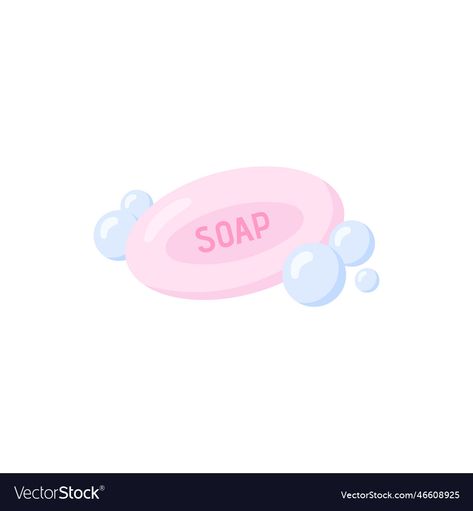 Bar Of Soap Drawing, Soap Bubbles Drawing, Soap Drawing, Bubble Drawing, Bar Of Soap, Cosmetics Products, Flat Vector Illustration, Soap Bubbles, Flat Vector