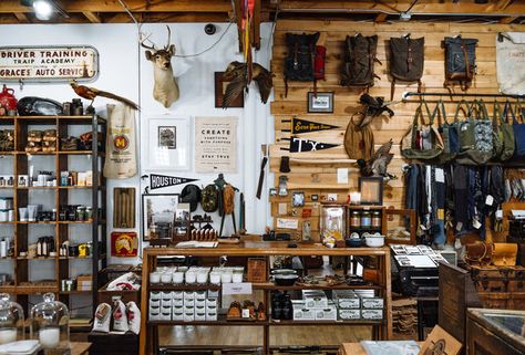 Best Houston Local Businesses You Should Support in 2017 - Thrillist Vintage Clothing Display, Camping Room, Gear Room, Man Gear, Camping Store, Camping Shop, Warehouse Design, Desain Editorial, Retail Store Design