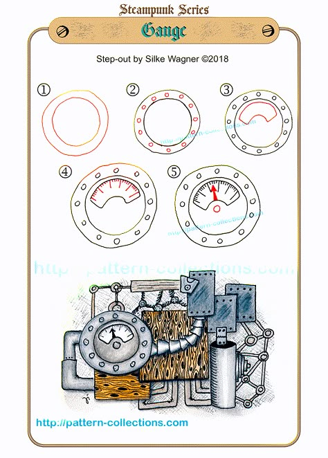 Steampunk Patterns Drawing, Steampunk Zentangle, Steampunk Art Drawing, Steampunk Drawing, Steampunk Patterns, Zen Doodle Patterns, Zentangle Tutorial, New Template, Zentangle Artwork