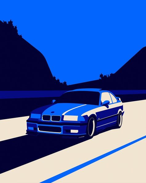 Car People, Cars Painting, Car Painting Ideas, Bmw Painting, Bmw E36 Poster, E36 Touring, E36 Sedan, Bmw 325i, E36 Compact