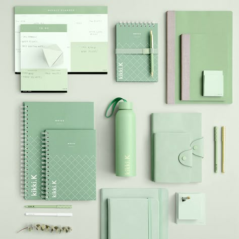 Stationary Business Ideas, Creative Stationery Design, Green Stationary, Marketing Merchandise, Cool Stationary, Stationery Aesthetic, Stationary Collection, Personalised Stationery, Stationery Obsession