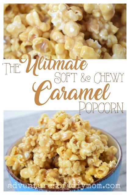 The ultimate soft and chewy popcorn recipe! This recipe is easy, makes a lot and stays soft and perfect for days. Popcorn Recipes Sweet, Homemade Caramel Popcorn, Popcorn Balls Recipe, Homemade Caramel Corn, Popcorn Recipes Easy, Caramel Corn Recipes, Popcorn Recipes Caramel, Chewy Caramel, Baked Caramel