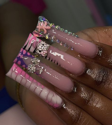 Pink Xl Nails, Y2k Duck Nails, Office Baddie, Xl Nails, Acrylic Toe Nails, Long Acrylic Nail Designs, Hard Nails, Duck Nails, Diy Acrylic Nails