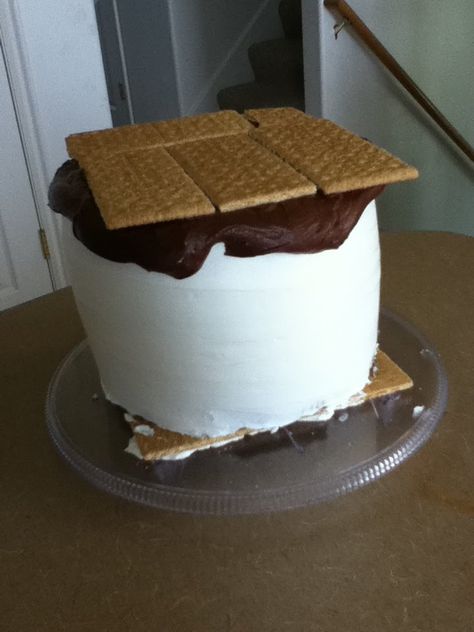 smores cake for cake auction Smore Cake, Boy Scout Cake, Cub Scout Cake, Cake Competition, Cakes To Make, Smores Cake, Crumble Cake, Cub Scout, Camping Party