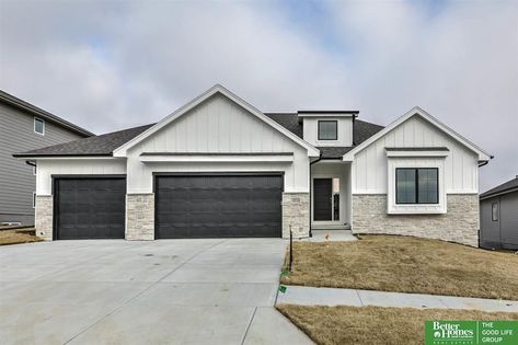 18718 Boyd St, Elkhorn, NE 68022 | MLS #22001186 | Zillow Limestone Veneer, Stone Veneer Exterior, Real Stone Veneer, Stone Accent Walls, Natural Stone Veneer, Natural Granite, Traditional Exterior, Home Exterior, Ranch Style Home