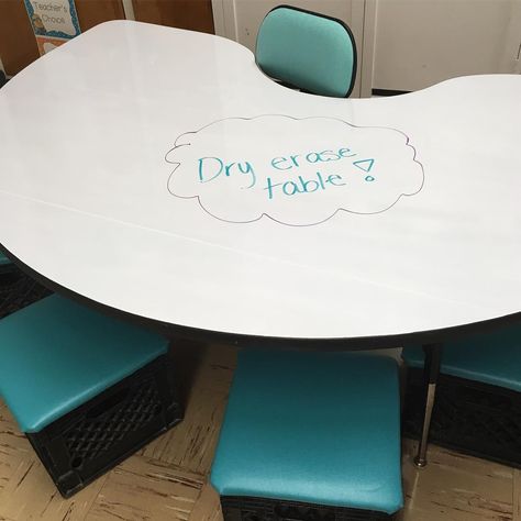 Contact Paper In Classroom, Contact Paper Classroom Ideas, Contact Paper Table Top, Contact Paper Classroom, Small Group Table, Whiteboard Table, Gifted Classroom, Dry Erase Table, Teacher Advice