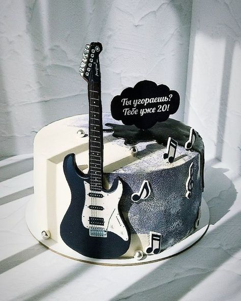 Birthday Cake Guitar Theme, Rockstar Cake Ideas, Music Cakes Birthday, Music Themed Cakes For Men, Guitar Cakes For Men, Guitar Theme Cake, Music Cake Ideas For Men, Rockstar Cake, Music Cake Ideas