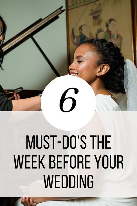 It's one week til the big day - these six things should be on top of your to-do list! Week Of Wedding To Do List, Wedding Day To Do List, Wedding To Do List, Wedding Planning Tools, Planning Tools, Planning Checklist, Wedding Planning Checklist, The Perfect Day, Read Later