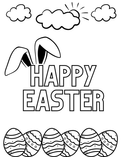 Easter Coloring Page Happy Easter Drawing, Happy Easter Coloring Pages, Happy Easter Printable, Easter Worksheets, Easter Drawings, Easter Activity, Easter Printable, Easter Coloring, Kid Coloring Page