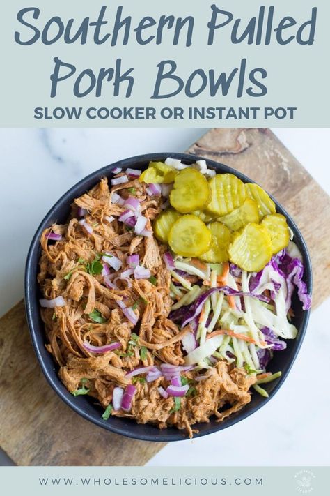 Bbq Pork Meal Prep, Healthy Crockpot Pulled Pork, Bbq Pulled Pork Rice Bowl, Bbq Pork Meals, Pull Pork Bowl, Bbq Pulled Pork Salad, Low Carb Pulled Pork Meals, Pulled Pork Bowls Rice, Bbq Pork Bowl Ideas