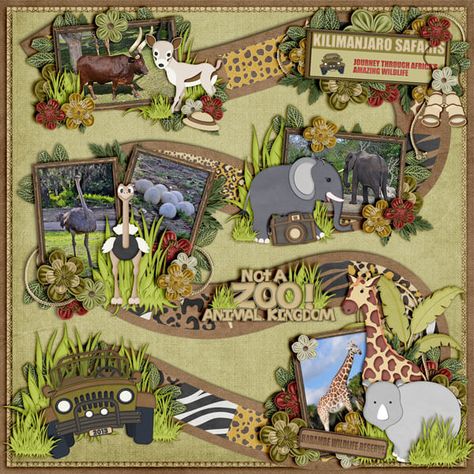 Sharing is Caring00010For all us Disney fans out there, here’s another awesome scrap layout. Loaded with punched animals and a fun Safari ride through Animal Kingdom, this page layout is very interactive. You just have to follow the road and see where it leads. Too fun! Pop on over and check out more Disney scrap … Safari Scrapbook, Kingdom Ideas, Travel Scrapbook Pages, Disney Scrapbooking Layouts, Vacation Scrapbook, Disney Scrapbook Pages, Birthday Scrapbook, Kids Scrapbook, Disney Animals