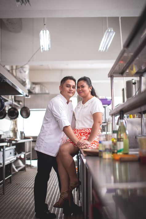 #engagement #prenup #kitchen #chef #ilocos #wedding #ilocosweddings Chef Engagement Photos, Prenup Shoot, Photoshoot Wedding, Restaurant Kitchen, Engagement Photoshoot, Engagement Party, Pre Wedding, Save The Date, Engagement Photos