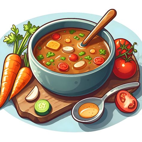 Soup Cartoon, Soup Doodle Drawing, Soup Drawing, Soup Can Drawing, Soup Illustration Drawing, Soup Illustration, Soup Drawing Food Illustrations, Meal Drawing Food Illustrations, Japanese Food Illustration