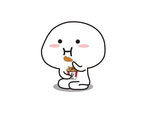 Reaction of eating KFC Cute Eating Cartoon, Kfc Drawing, Eat Cartoon, Eat Meme, Eating Emoji, Eating Meme, Eating Drawing, Cute Love Memes, Cute Kawaii Animals